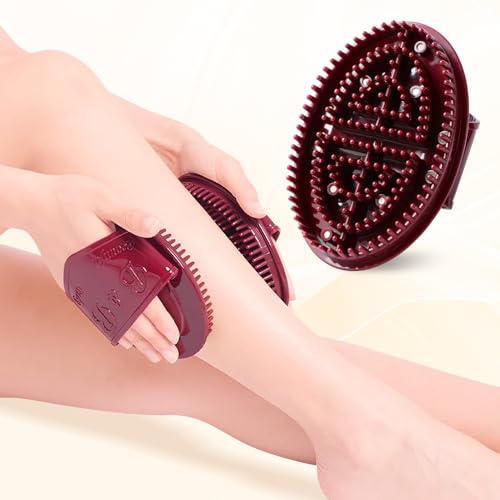 2Pcs Meridian Massage Brush, Handheld Massage Brush for Belly, Beauty Professional Full Body Relaxation Massager Brushs Tools, Full Body SPA Meridian Pressure Brushes with Essential Oils (Brown)