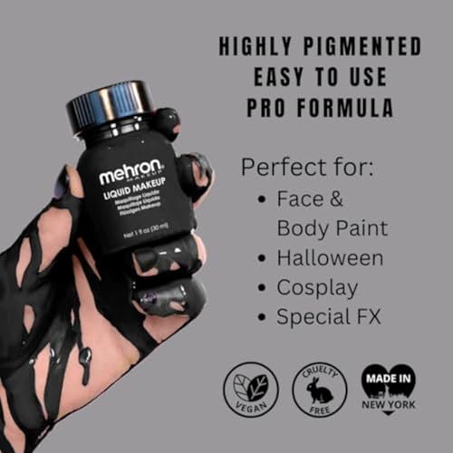 Mehron Liquid Makeup 1oz Black | Face & Body Paint