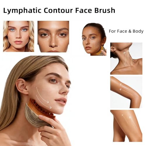 Lymphatic Face Brush for Facial Cleansing & Contouring - Soft Bristles, Anti-Puffiness, Skin Absorption Tool