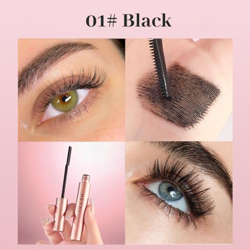 Waterproof Black Mascara With Fine Tooth Comb Brush, Volumizing and Lengthening Mascara for Fine Lashes, Volume and Length, Curling, Smudge-Proof (#01)