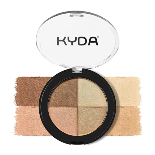 KYDA 4 Colors Eyes & Cheek Glow Palette - Full Size Shimmer Makeup Set for Mature Skin