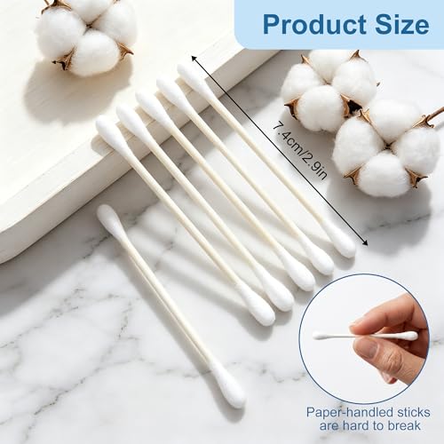 Kocpudu Bulk Cotton Swabs Pack of 200 with Double Headed Paper Handles
