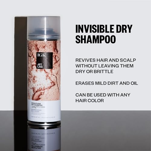 IGK JET LAG Invisible Dry Shampoo | Weightless + Refresh Style | Vegan + Cruelty Free | 6.3 Oz