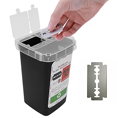 Blade Container, Shaving Blade Disposal Box, Disposal Blade Container, Disposal Blade Container Barbershop Hair Salon Shaving Knife Blade Disposal Collect Box (Black)