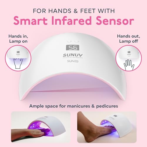 SUNUV SUN9X Plus UV LED Nail Lamp Pink with Top Gel and Base Gel