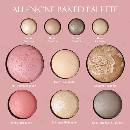 KYDA Baked Makeup Palette – 16 Earth Tone Eyeshadow & Full Face Kit