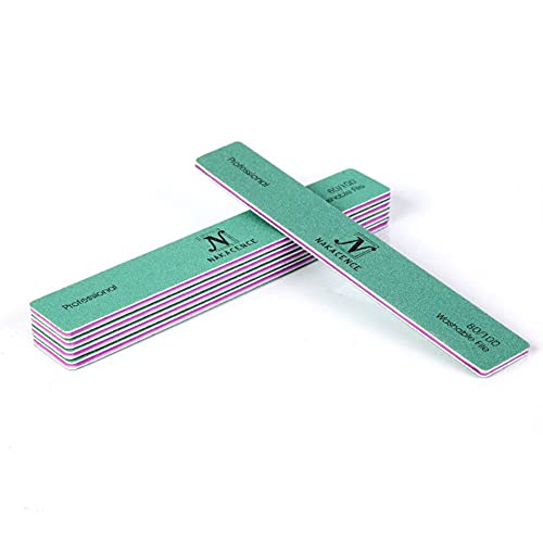 Nail File 80/100 Grit Professional Nail Files and Buffers for Natural Nails,Double Sides Washable Durable Dustless Emery Boards for Nails for Nail Art DIY or Nail Manicure Salon