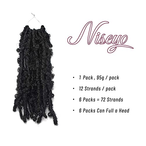 Niseyo Butterfly Locs Crochet Hair 12 Inch 1 Pack Pre-Looped Distressed Locs Crochet Braids (1B)