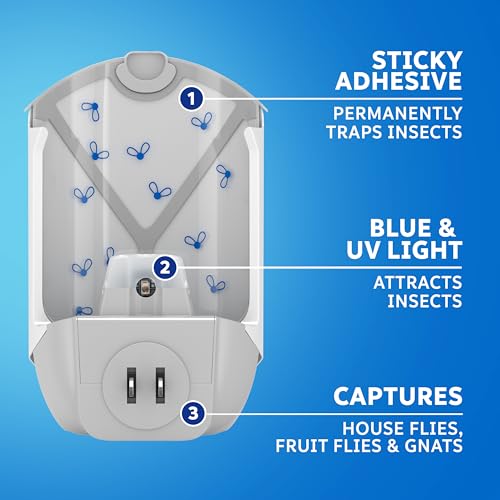 ZEVO Flying Insect Refills for Indoor Light Trap: 6 Light Trap Refill Cartridges Capture Fruit Flies, Gnats and Houseflies (6 Cartridges)