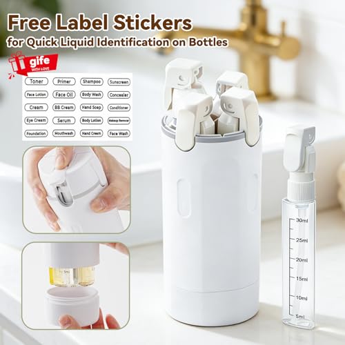 4 in 1 Travel Dispenser Bottle Set - Leak Proof 30ml Toiletries Containers