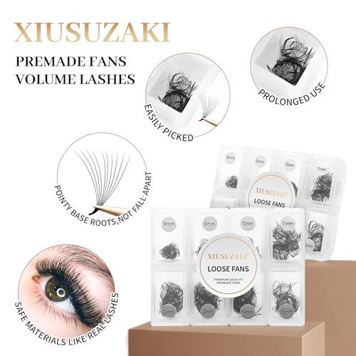 Premade 10D Volume Eyelash Extensions - 600 Fans, 0.07mm, D Curl, 8-15mm