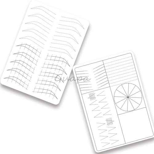 3pcs Silicone White Permanent Makeup Practice Skin with Black Outlines Double Sided Pre-printed Nano Brow Practice Skin Microblading Latex (White Skin-Black Printing)