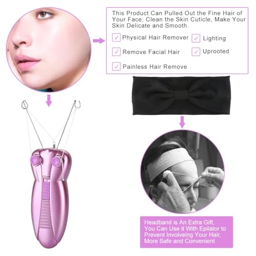 Electric Facial Hair Remover Epilator for Women - Gentle Cotton Thread
