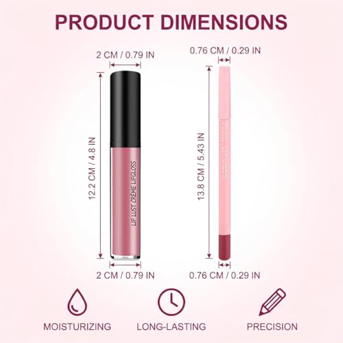 Creamy Velvet Lipstick Set with Lip Brush - Moisturizing & Long-Lasting