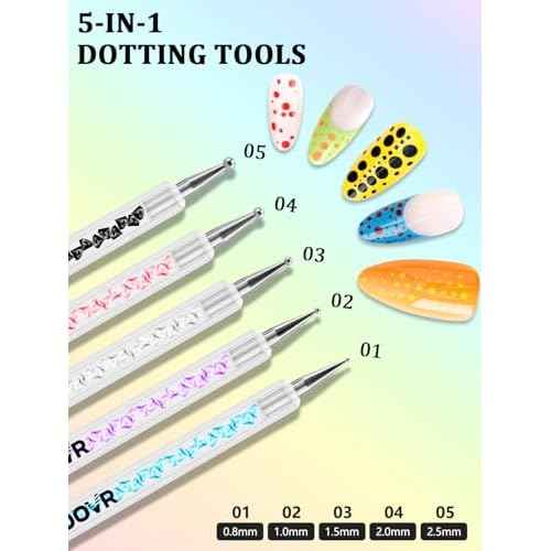 Nail Art Tools Set, Nail Stand for Press on Holder for Painting Nails, Nail Art Brushes and Dotting Tools, Nail Design Tools Supplies, Gel Polish and Builder Brush, French Tip Brush, Liner Brush