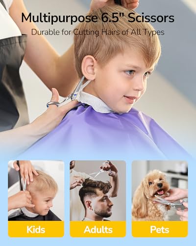 ULG Kids Hair Cutting Scissors 6.5" | Safety Round-Tip
