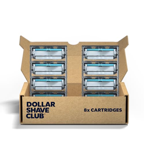 Dollar Shave Club 4-Blade Razor Refill Cartridges, 8 Count - Precision Cut Stainless Steel, Great For Long Hair and Hard to Shave Spots, Easy Rinsing