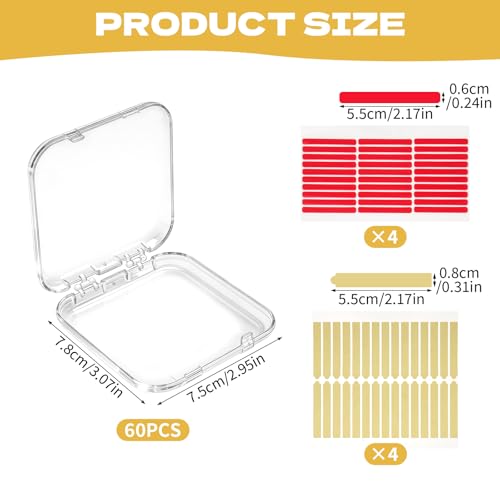 60-Piece Clear Nail Storage Box Organizer with Adhesive Strips