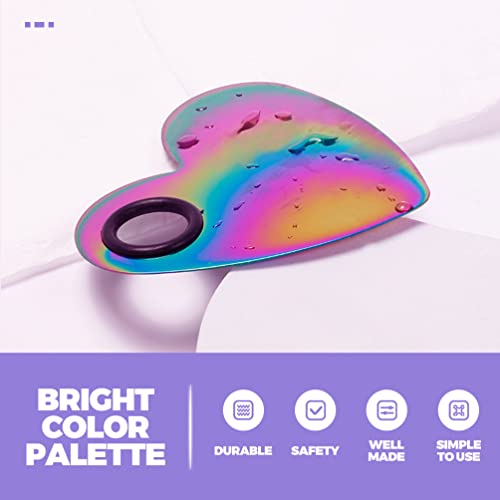 Beaupretty Heart Shaped Nail Color Mixing Palette with Stainless Steel Nail Spatula Compact Makeup Mixing Plate for Gel Polish Eyeshadow Pigment Blending 4.33X4.13In
