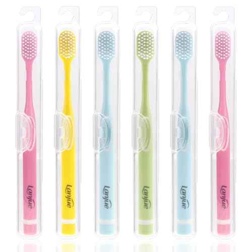 6pcs Travel Toothbrush Set, Extra Soft Toothbrushes for Adults Gentle Portable Manual Toothbrush with Individual Travel Case Deep Cleaning Flossing Toothbrushes for Sensitive Teeth(Multicolor)