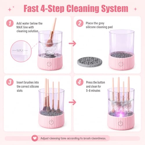 Electric Makeup Brush Cleaner with Silicone Pad - Portable, USB