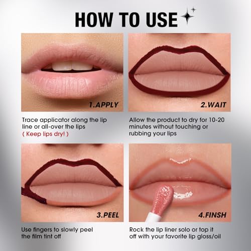 LANGMANNI Peel Off Lip Liner Set - Waterproof Matte, 3 Shades