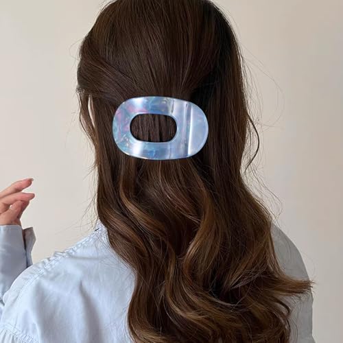 Flat Round Hair Claw Clip Strong Grip Hair Clip Elegant Jaw Hair Accessories for Women Girls Thick Hair, Black&White