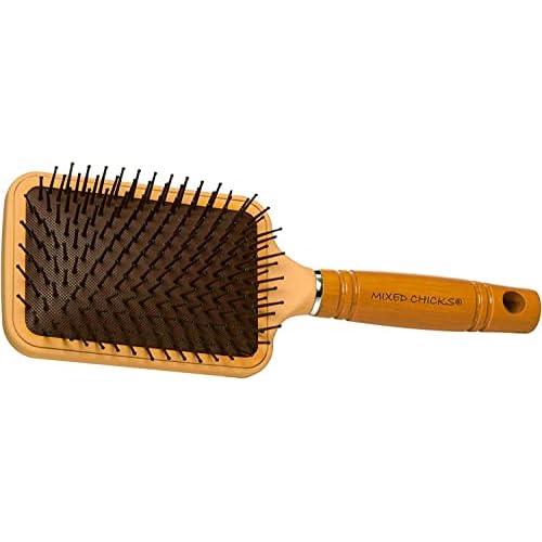 Mixed Chicks Paddle Brush with Hardened Plastic and Wood Handle