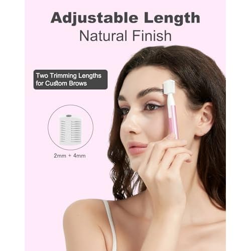 Eyebrow Trimmer, Facial Hair Trimmer Precision Detailer with Rinseable Blade, Battery Powered Double-Sided Eyebrow Razor with Comb, Compact Pen-Size Safe Painless Shaver for Chin Peach-Fuzz
