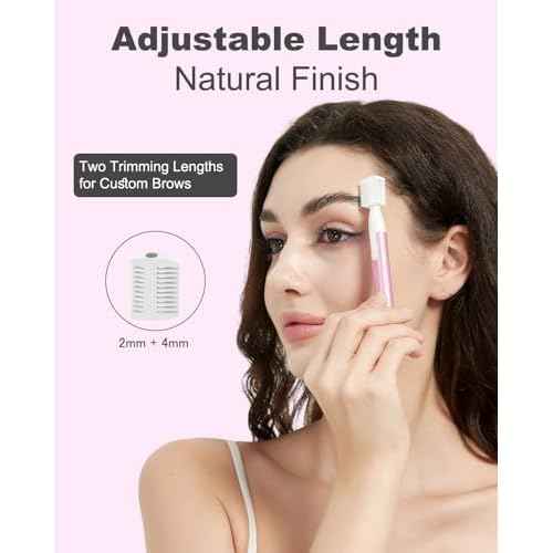 Eyebrow Trimmer, Facial Hair Trimmer Precision Detailer with Rinseable Blade, Battery Powered Double-Sided Eyebrow Razor with Comb, Compact Pen-Size Safe Painless Shaver for Chin Peach-Fuzz