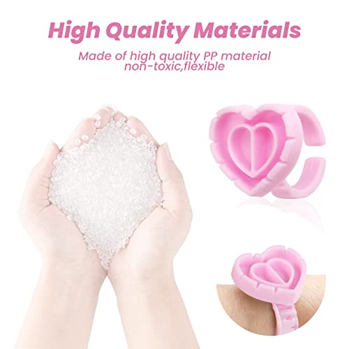 Eyelash Extension Glue Rings, 200pcs Heart Shaped Lash Cups