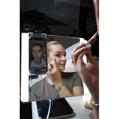 Conair Lighted Makeup Mirror, LED Vanity Mirror, 1X/10X Magnifying Mirror with Phone Holder, Corded in Polished Chrome