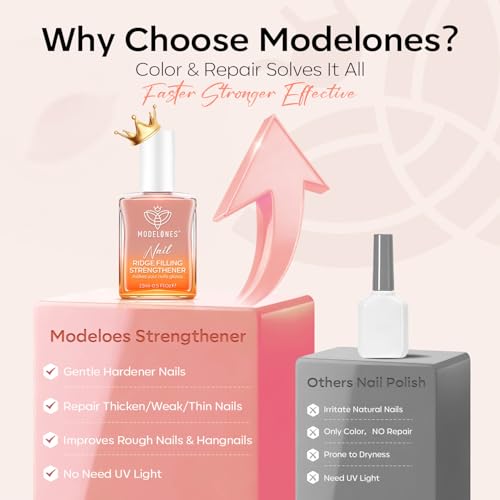 Modelones Nail Strengthener & Growth Hardener - Nude Ridge Filler Polish