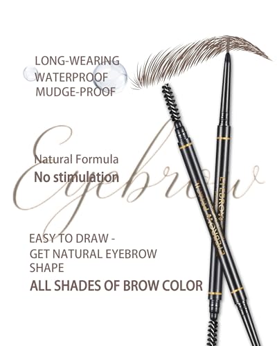 Dark Brown Eyebrow Pencil 12-Pack with Razors & Brush