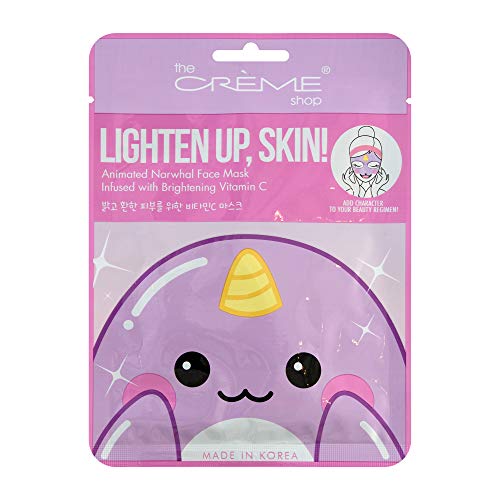 The Cr?me Shop | Korean Skin Care Lighten Up, Skin! Animal Narwhal Face Mask Sheet 3 Pack - Infused with Brightening Vitamin C