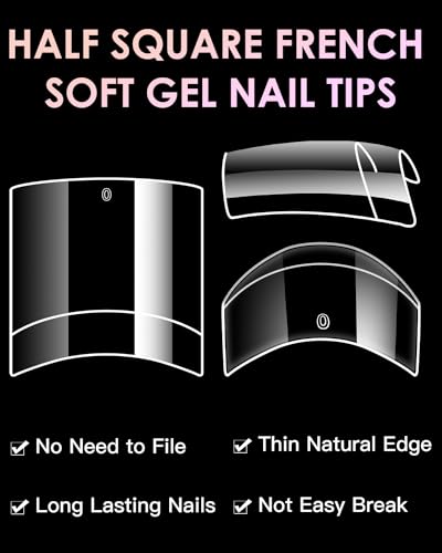 BORNBYME 120 PCS Half Cover Short Square French Nail Tips