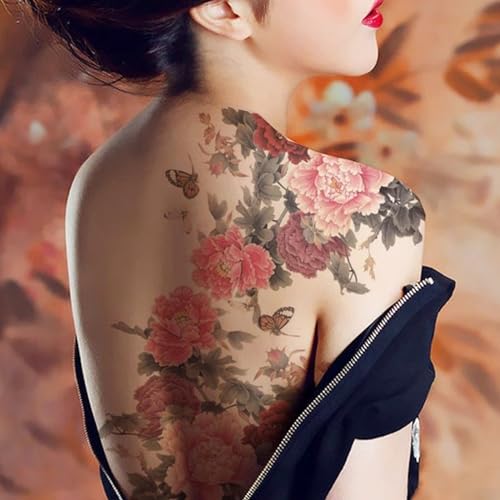 Red Rose Temporary Tattoos for Women - 4 Sheets Waterproof