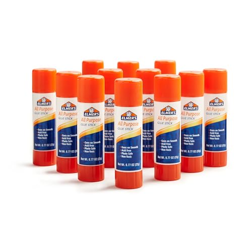 Elmer's 12-Count All-Purpose Glue Sticks, 22 Grams, Clear, Washable & Non-Toxic, Ideal for Household, Classroom & Craft Use