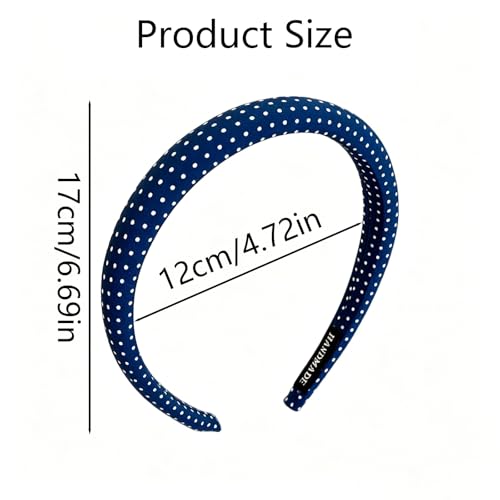 Glimbely 3-Pack Polka Dot Headbands for Women - Black White Blue Retro Non Slip Hair Accessories