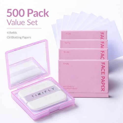 Oil Blotting Paper for Face, 500 Sheets + Mirror & Puff