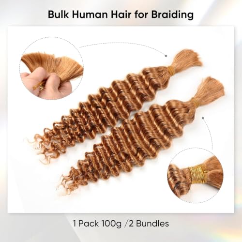 22 Inch Honey Blonde Deep Wave Human Braiding Hair 100g