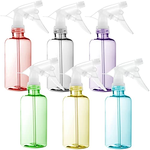 Youngever 6 Pack Empty Plastic Spray Bottles, Color Spray Bottles for Hair and Cleaning Solutions (8 Ounce)