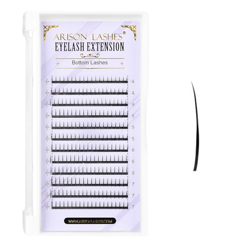 Arison Lashes Bottom Fairy Lash Extension 240 Pcs 0.07mm Thickness Lower C Curl 4-7mm Mixed Under Eyelashes (Fairy Bottom Lashes 0.07-C-4-7mm)