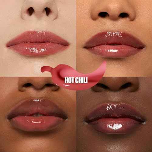 MAYBELLINE Lifter Gloss Lifter Plump, Plumping Lip Gloss with Chili Pepper and 5% Maxi-Lip, Hot Chili, Terracotta Red Cream, 1 Count