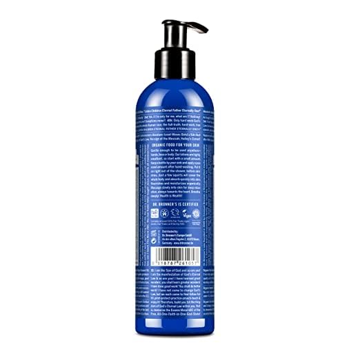 Dr Bronner's Organic Peppermint Hand and Body Lotion, Made with Organic Oils, Used for Face and Body, Certified Fair Trade & Vegan Friendly, 236ml Recycled Bottle