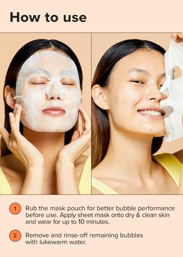 I DEW CARE Sheet Mask Pack - Glow Up Bubbles | Bubble Facial Mask, with Vitamin and Niacinamide, Daily Skin Care, Brightening, Illuminating, Detox, Moisturizing, Hydrating Face Mask (5 EA)