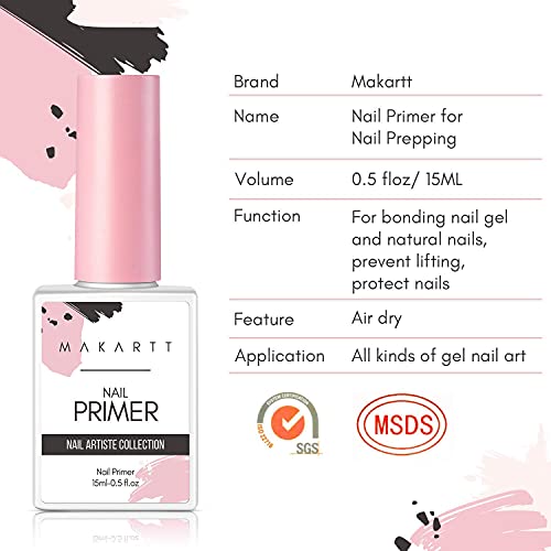 Makartt Nail Primer Natural Nail Dehydrator and Primer for Acrylic Nails Gel Polish Bundle 3 in 1 Nail Glue Gel for Fake Nails(Curing Needed), Super Strong Acrylic Nails Glue