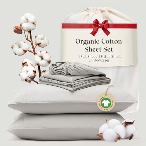 Organic Cotton Queen Sheet Set GOTS Certified Luxurious Bed Linens