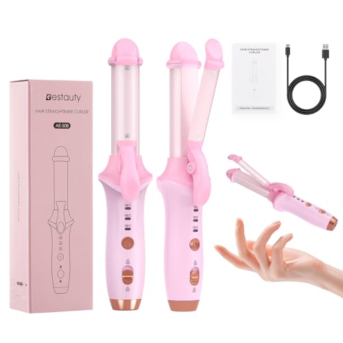 Cordless 2-in-1 Curling Iron & Straightener - 1 Inch Mini Travel Hair Styler