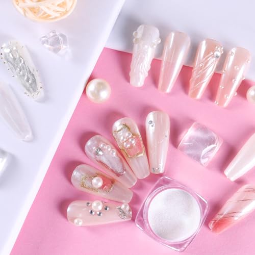 Allstarry Pearl Chrome Nail Powder - Iridescent Aurora White - A-Pearl Variation